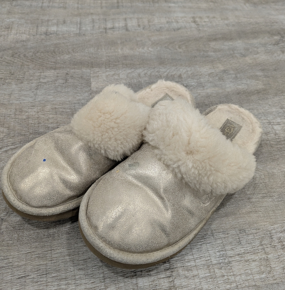 Ugg Gold Metallic Slippers Size 38